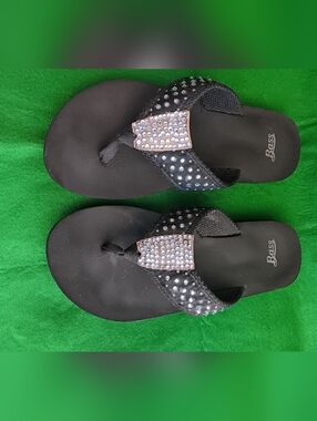 Bass Bling Thong Flip Flop Shoes MARYKATE Black Sz 5 Fancy Sandals